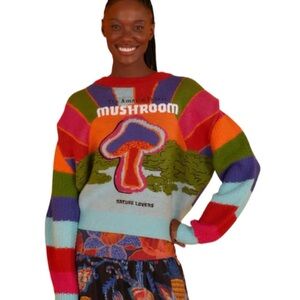 NWT FARM Rio Multicolor Mushroom Sweater